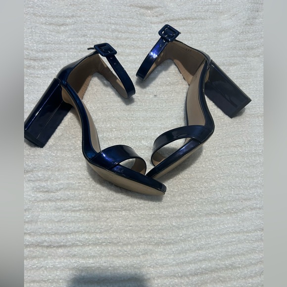 Mix No. 6 Shoes - Mix No. 6 Blue Peep-Toe Slingback Heels